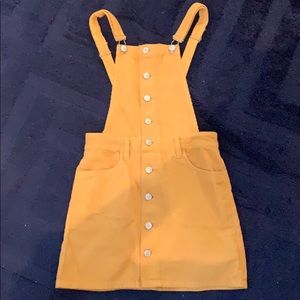 pacsun yellow corduroy overall skirt